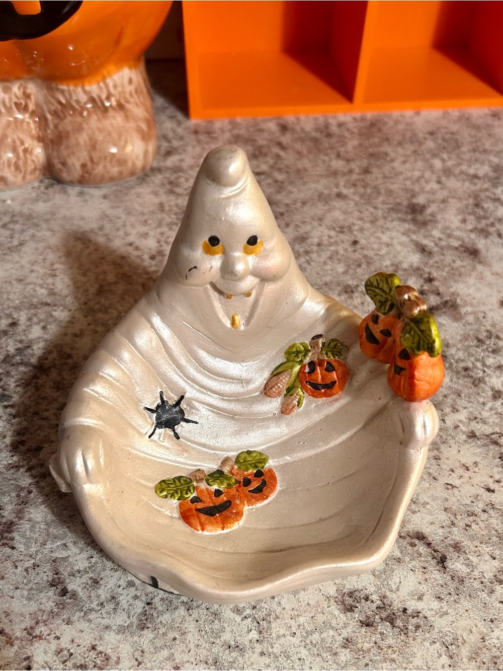 Vintage Ghost Trinket Tray or Small Candy Dish | Halloween Decor
